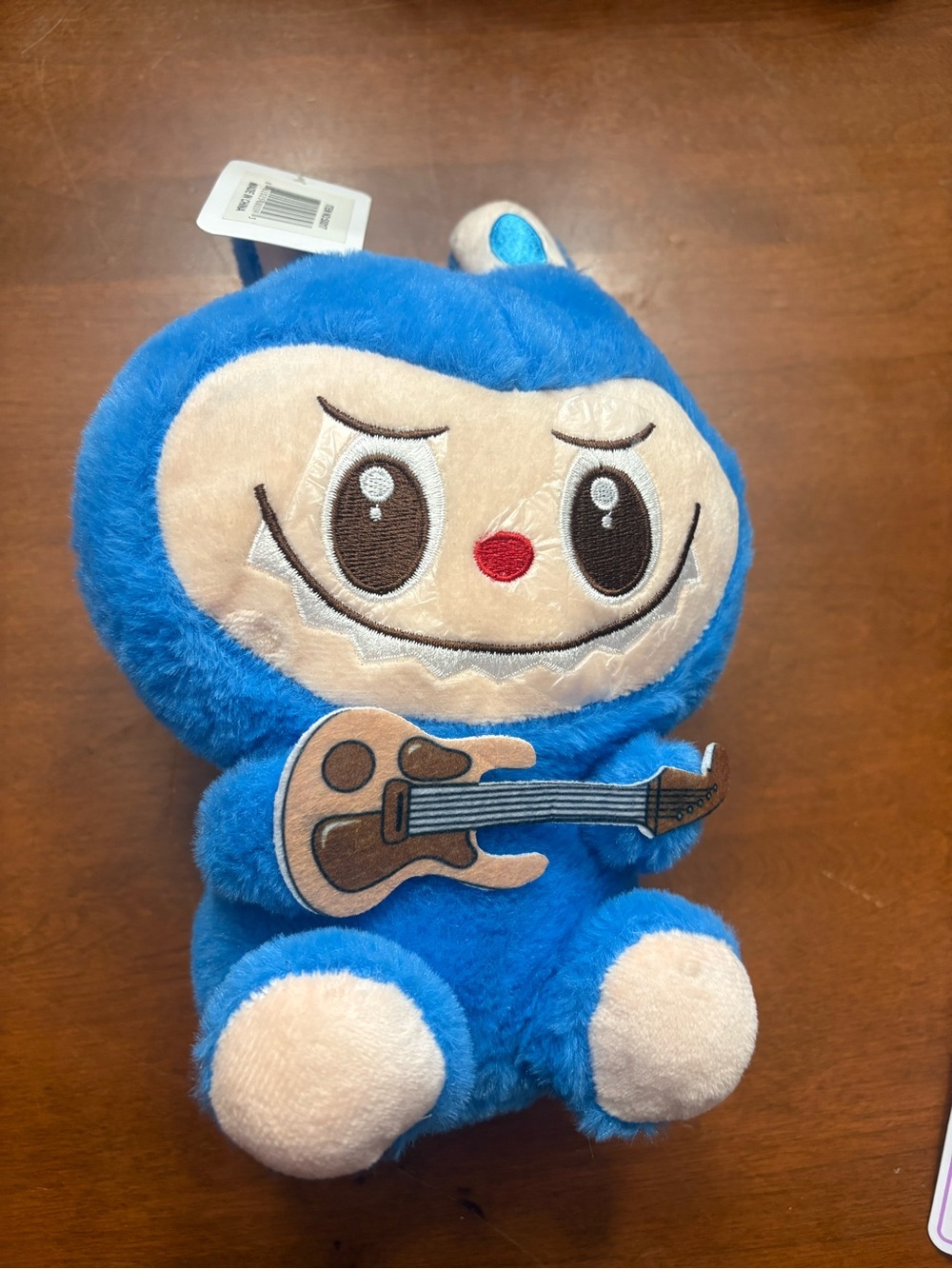 Blue Plush Guitar Character Stuffed Toy - Playful Cuddly Companion